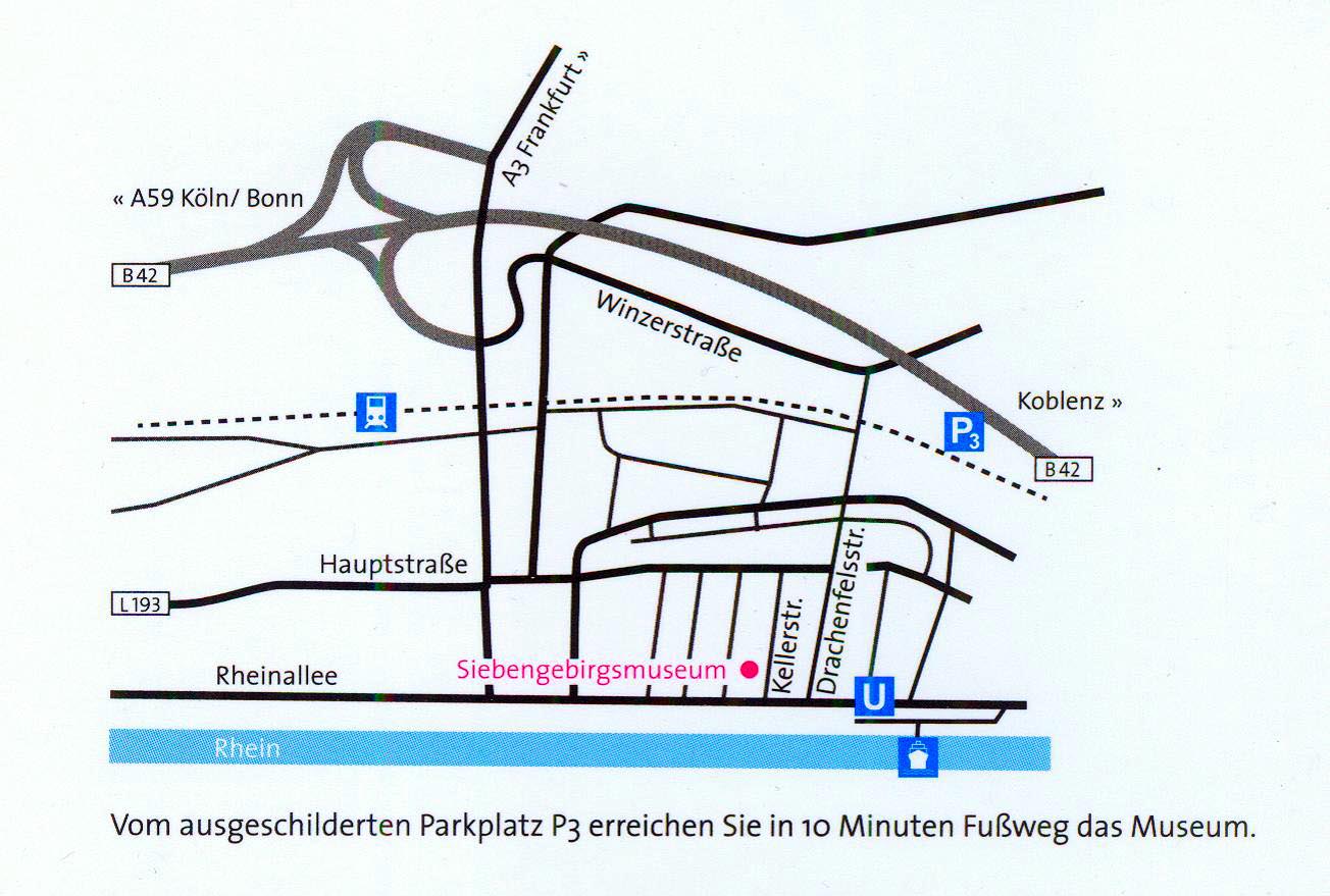Anfahrtsskizze zum Siebengebirgsmuseum Königswinter