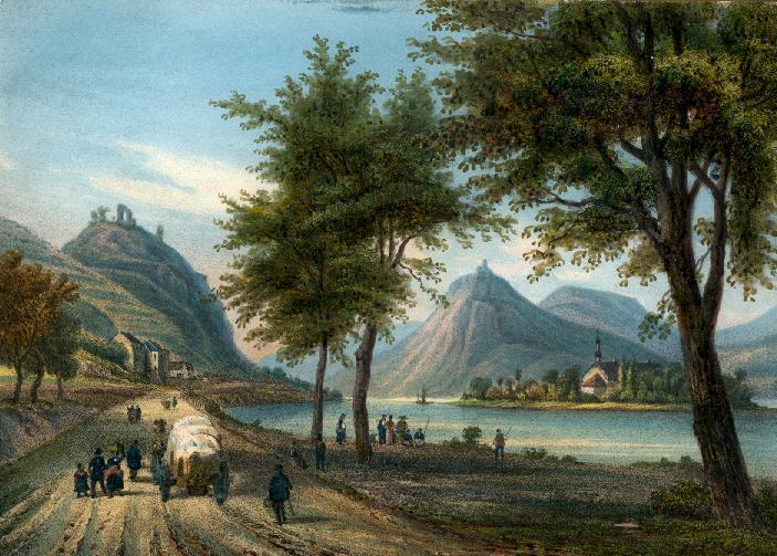 Siebengebirge von Süden, Stahlstich, um 1840